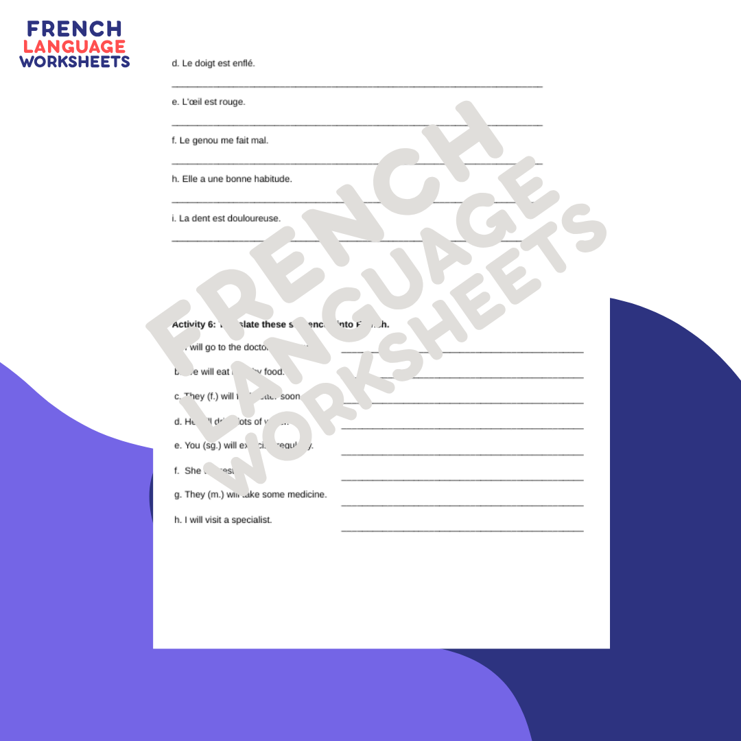 Aïe aïe aïe! - GCSE French Worksheet (AQA Theme 1)