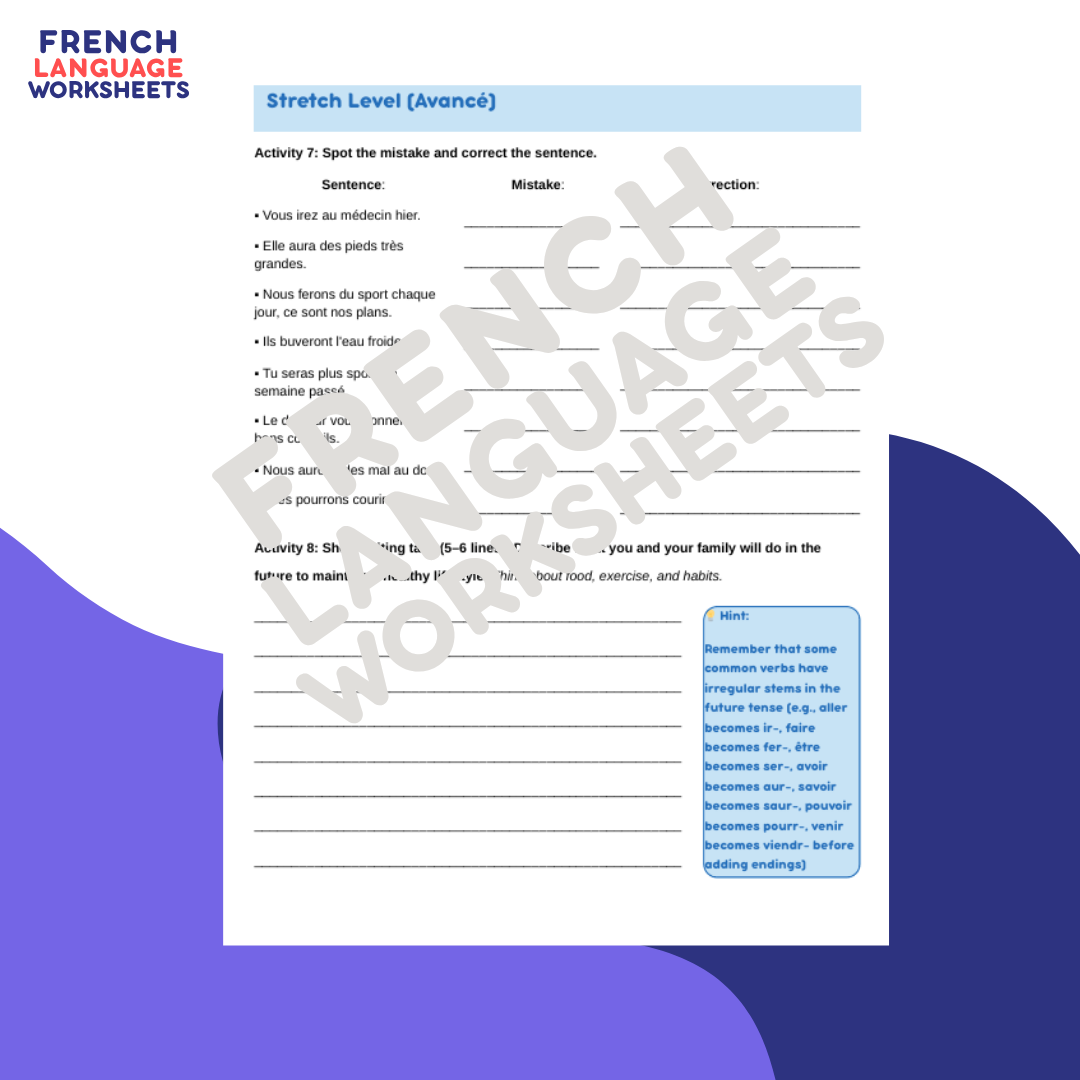 Aïe aïe aïe! - GCSE French Worksheet (AQA Theme 1)