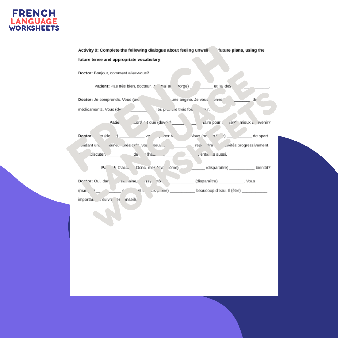Aïe aïe aïe! - GCSE French Worksheet (AQA Theme 1)