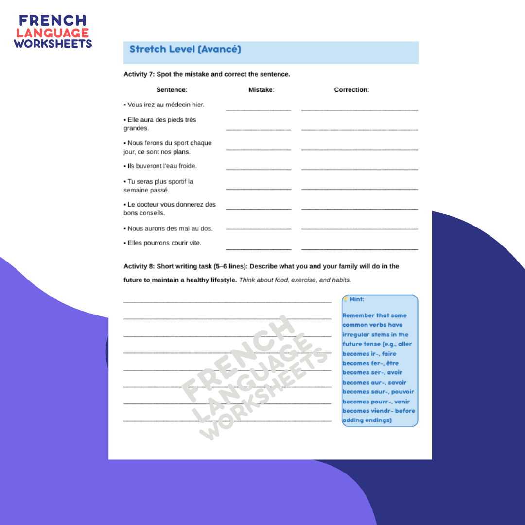 Aïe aïe aïe! - GCSE French Worksheet (AQA Theme 1)