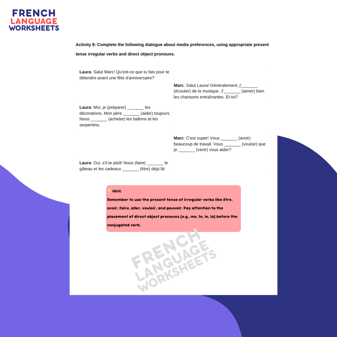 Bon Anniversaire! - GCSE French Worksheet (AQA Theme 2)