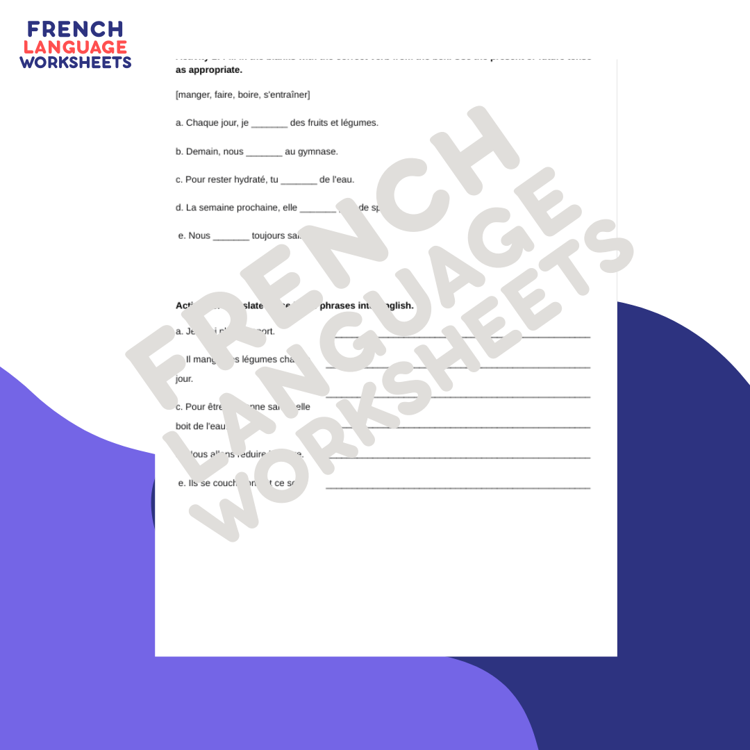 Comment rester en bonne santé? GCSE French Worksheet (AQA Theme 1)