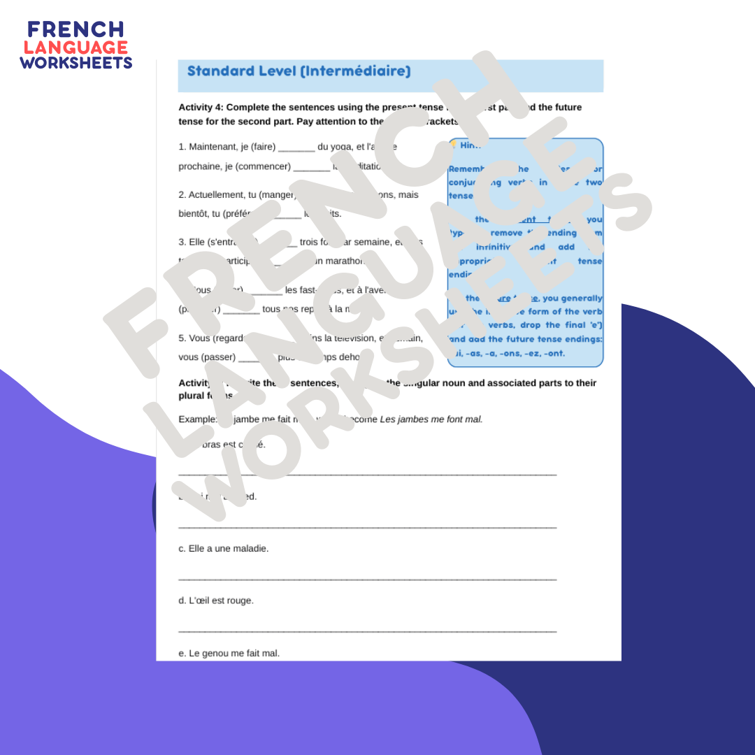 Comment rester en bonne santé? GCSE French Worksheet (AQA Theme 1)