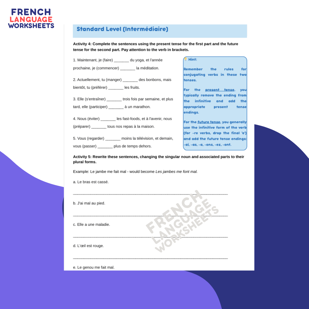 Comment rester en bonne santé? GCSE French Worksheet (AQA Theme 1)