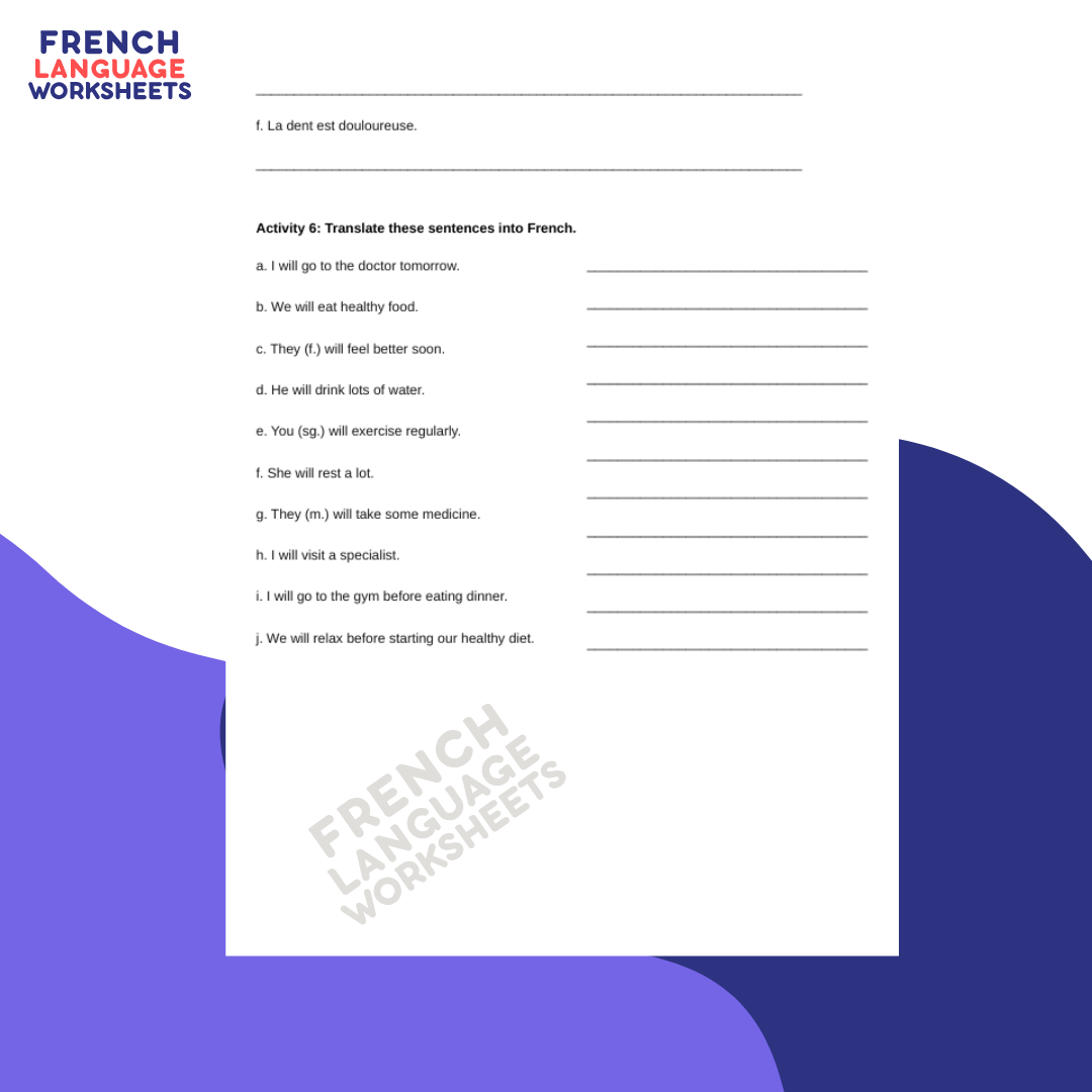 Comment rester en bonne santé? GCSE French Worksheet (AQA Theme 1)