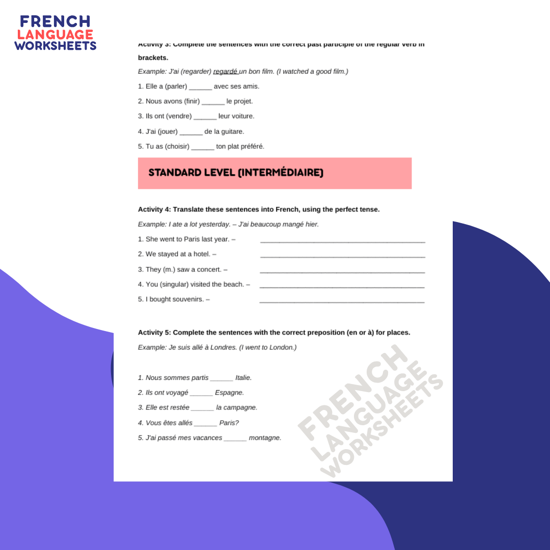 En voyage! - GCSE French Worksheet (AQA Theme 2)
