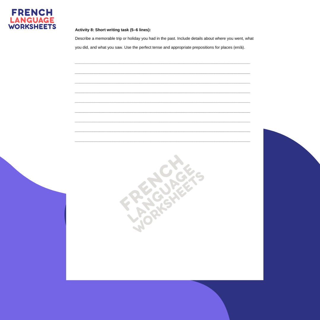 En voyage! - GCSE French Worksheet (AQA Theme 2)