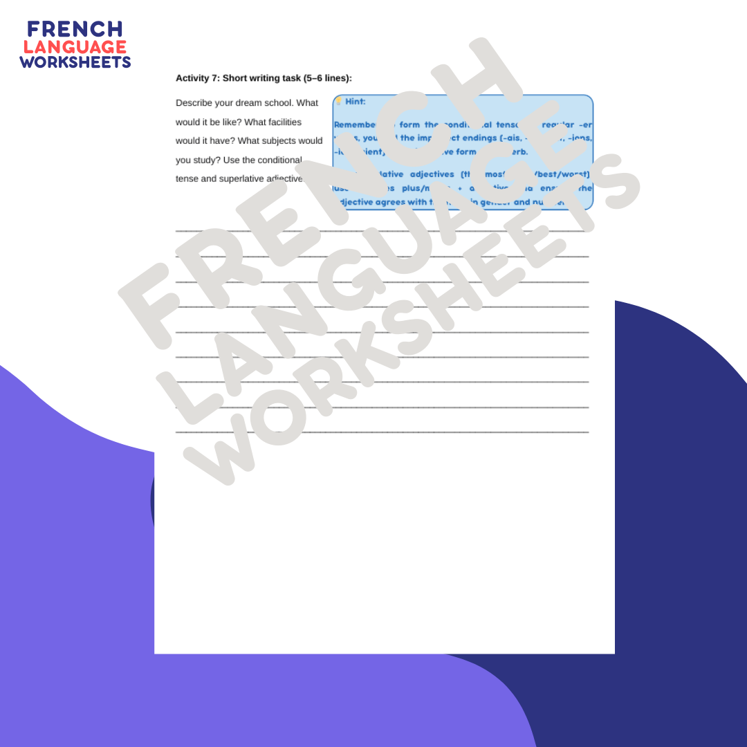 L'école de mes rêves GCSE French Worksheet (AQA Theme 1)
