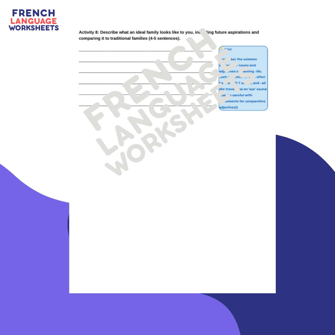 Les Familles de Nos Jours - GCSE French Worksheet (AQA Theme 1)