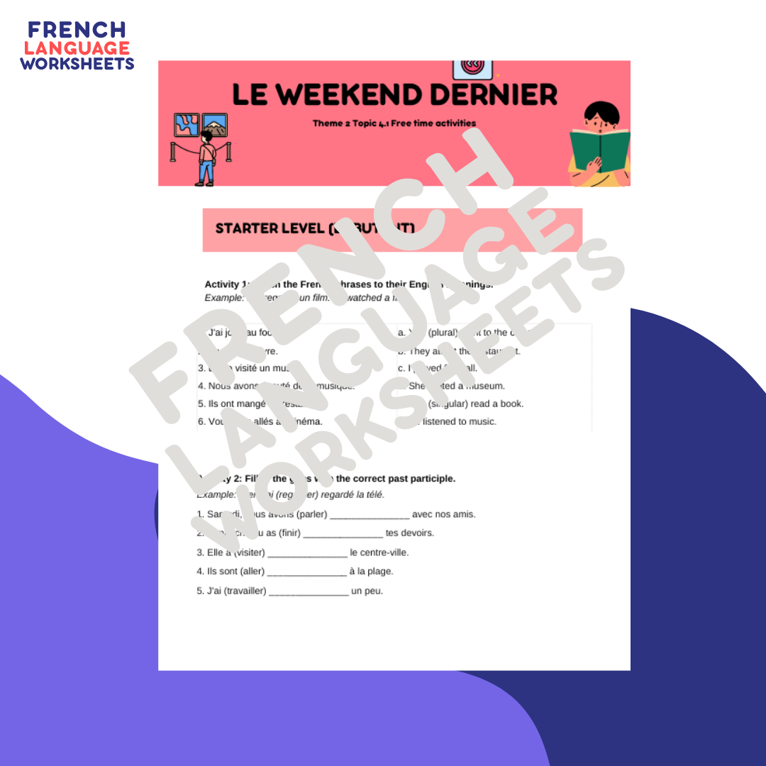 Le Weekend Dernier - GCSE French Worksheet (AQA Theme 2)