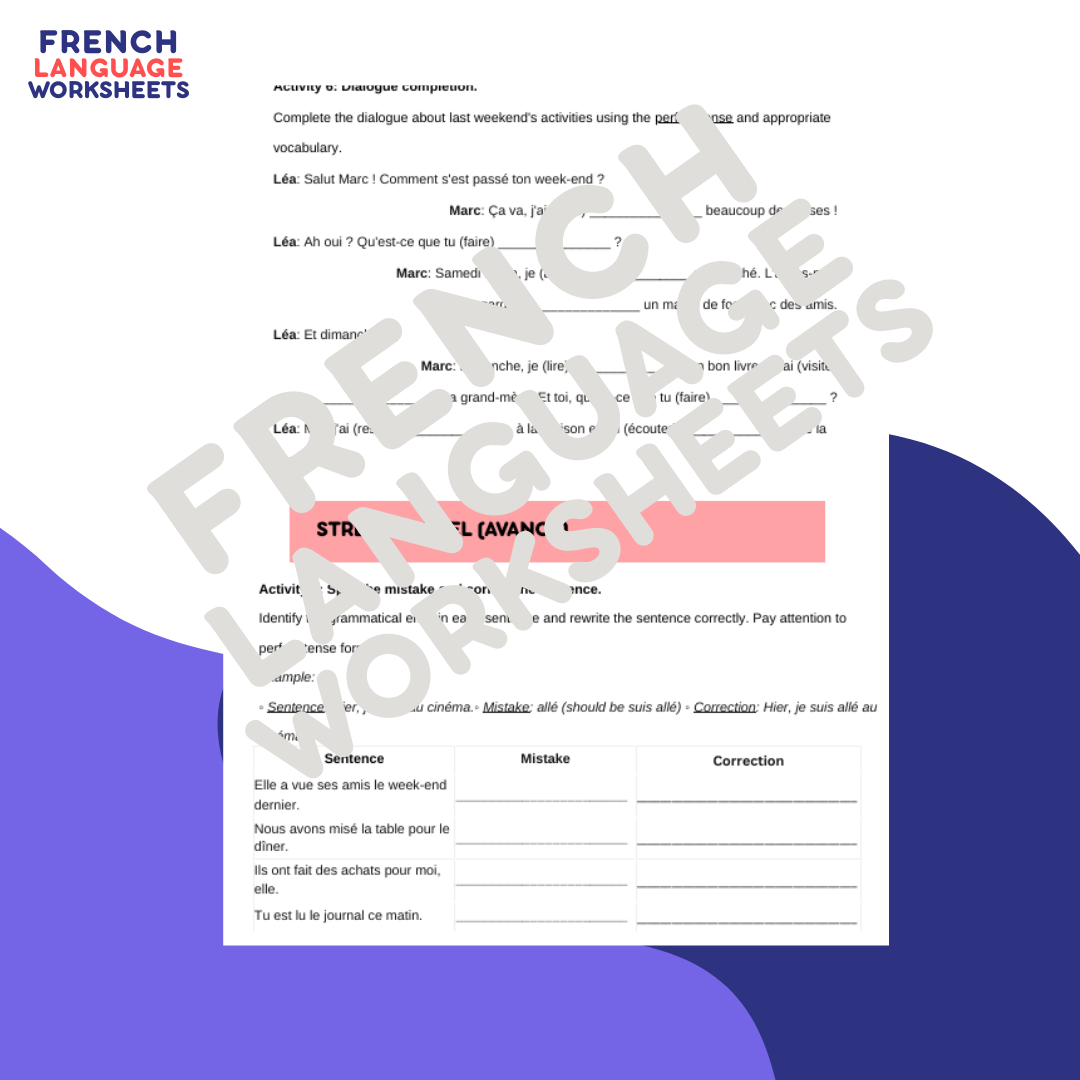 Le Weekend Dernier - GCSE French Worksheet (AQA Theme 2)