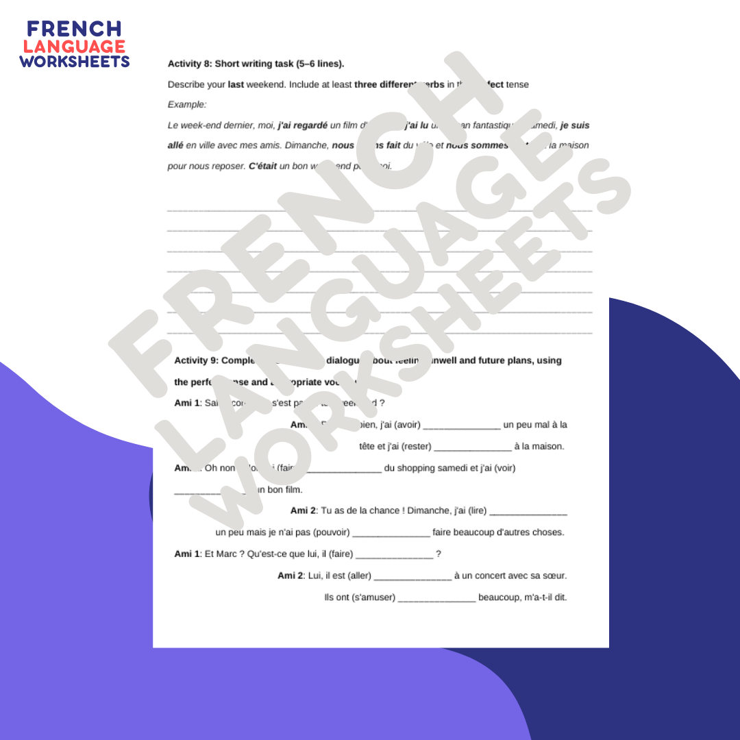 Le Weekend Dernier - GCSE French Worksheet (AQA Theme 2)