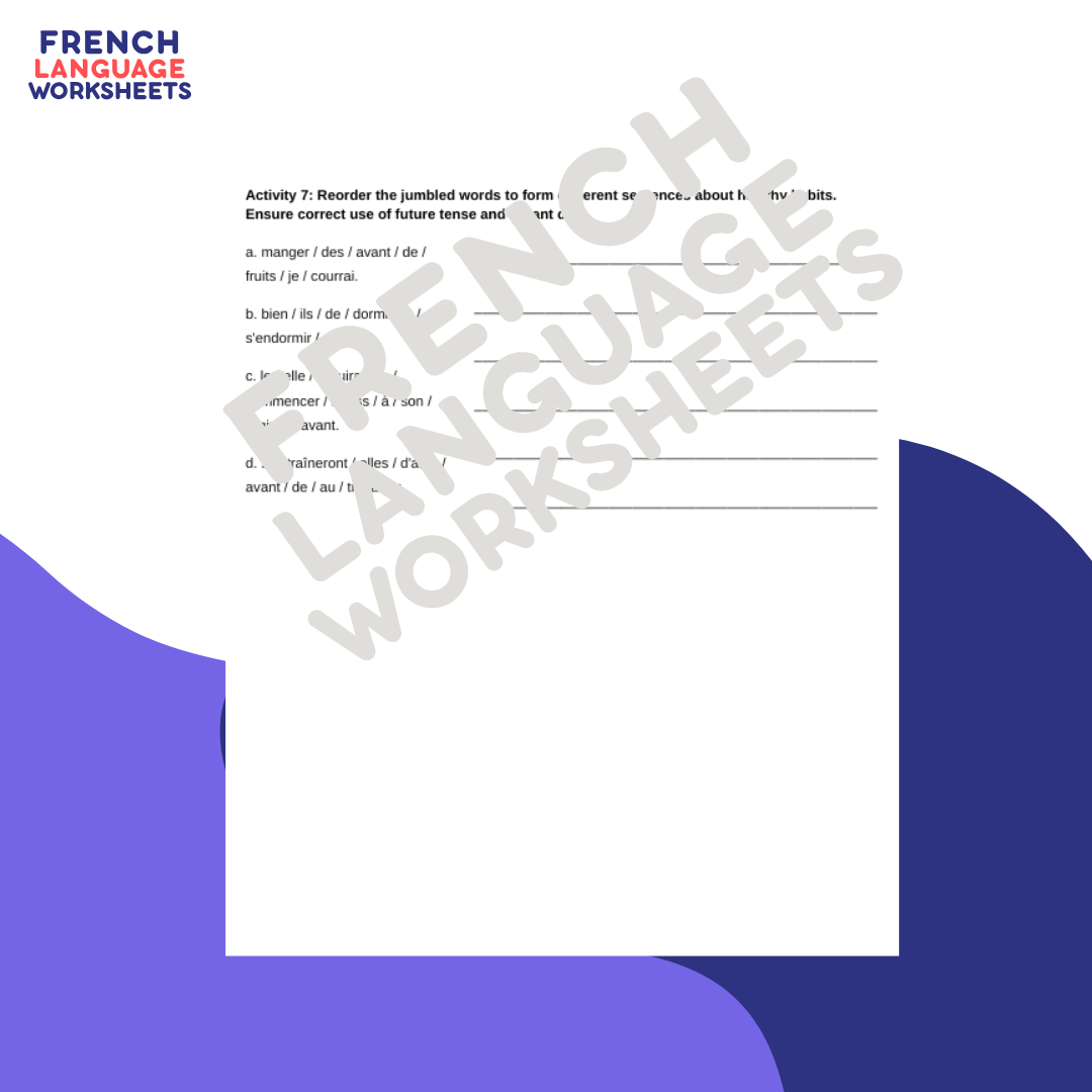 Mes Projets Bonne Santé - GCSE French Worksheet (AQA Theme 1)