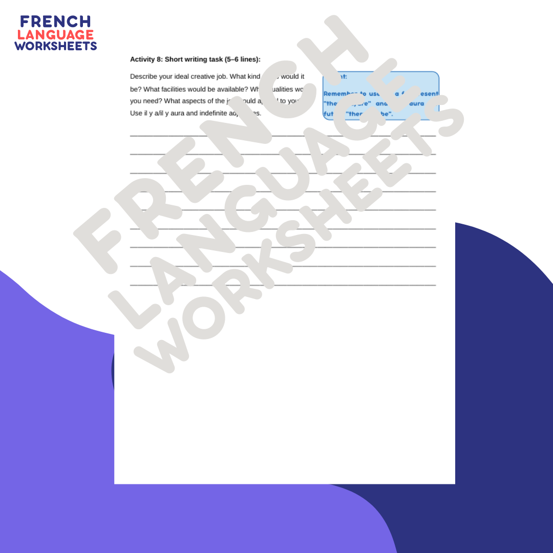 Mon Métier Créatif - GCSE French Worksheets (AQA Theme 1)
