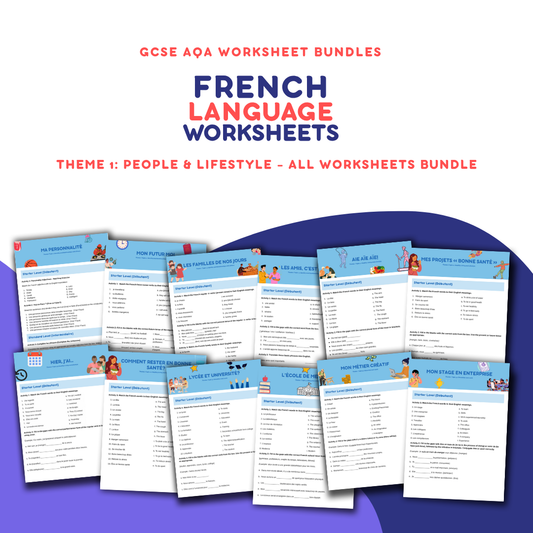 GCSE French AQA Theme 1 Worksheet Bundle (People & Lifestyle)