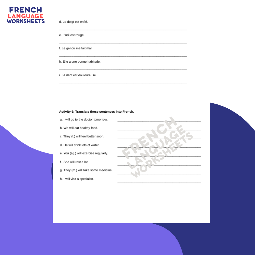 Aïe aïe aïe! - GCSE French Worksheet (AQA Theme 1)