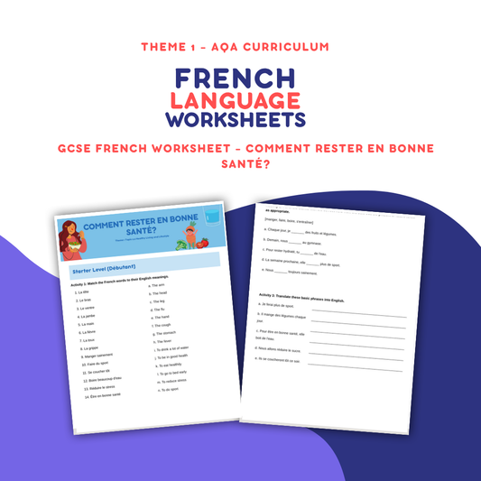 Comment rester en bonne santé? GCSE French Worksheet (AQA Theme 1)