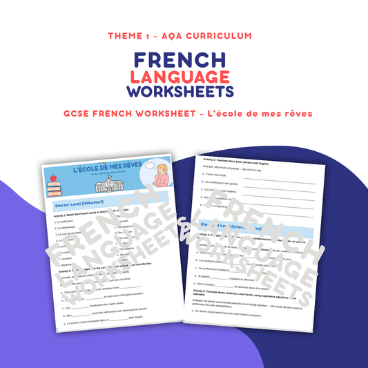 L'école de mes rêves GCSE French Worksheet (AQA Theme 1)