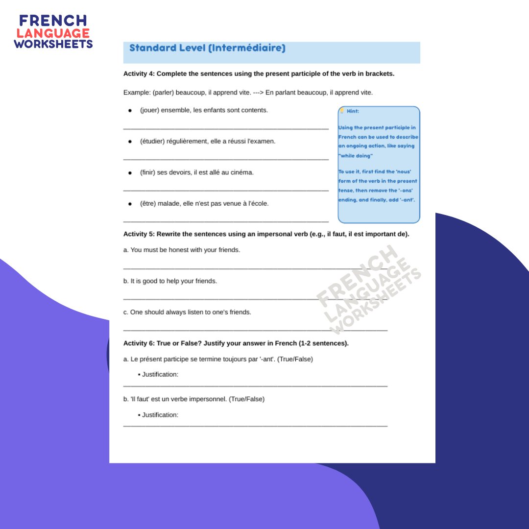 Les Amis, C'est Ma Vie - GCSE French Worksheet (AQA Theme 1)