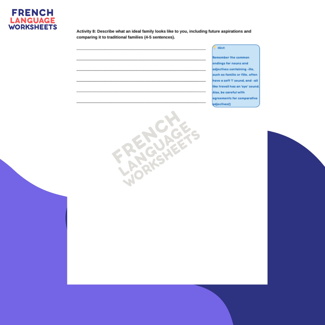 Les Familles de Nos Jours - GCSE French Worksheet (AQA Theme 1)