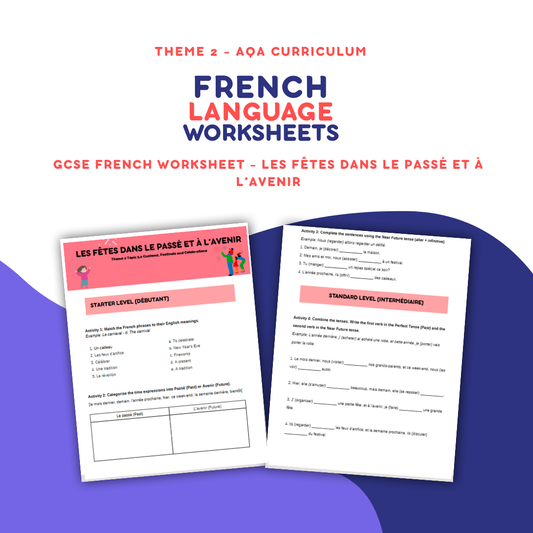 Les fêtes dans le passé et à l'avenir - GCSE French Worksheet (AQA Theme 2)