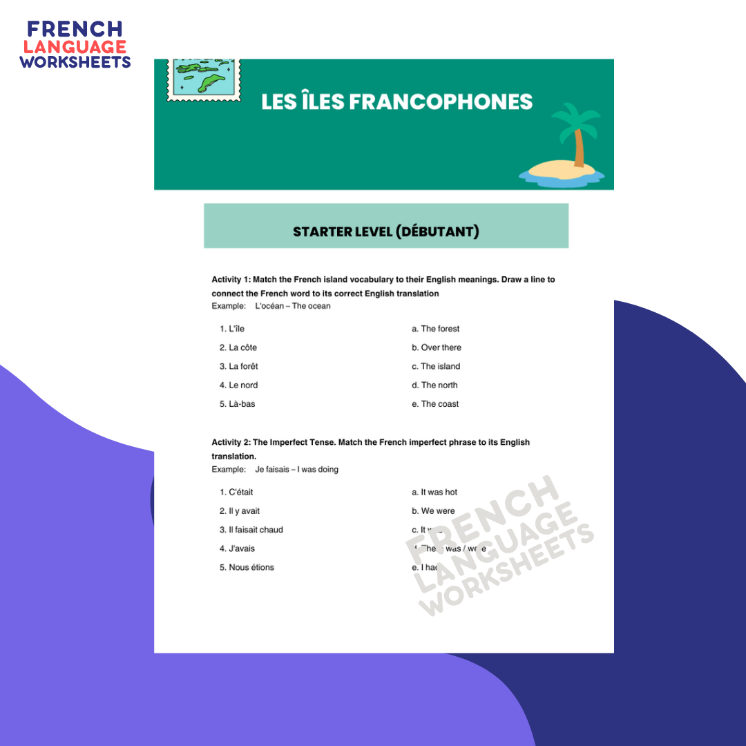 Les îles francophones - GCSE French Worksheet (AQA Theme 3)