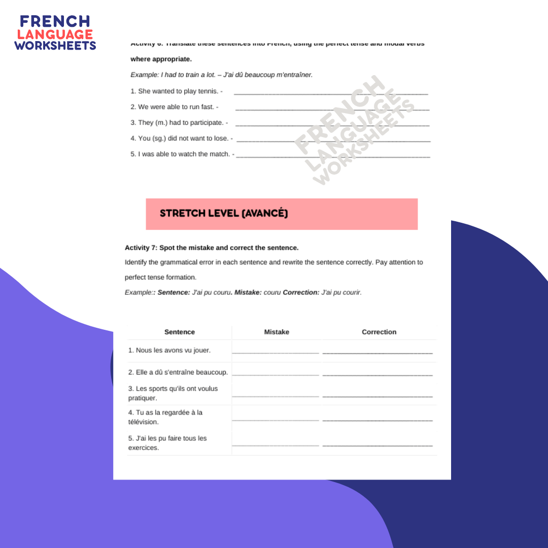 Le sport, c'est ma passion! - GCSE French Worksheet (AQA Theme 2)