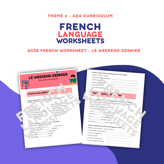 Le Weekend Dernier - GCSE French Worksheet (AQA Theme 2)