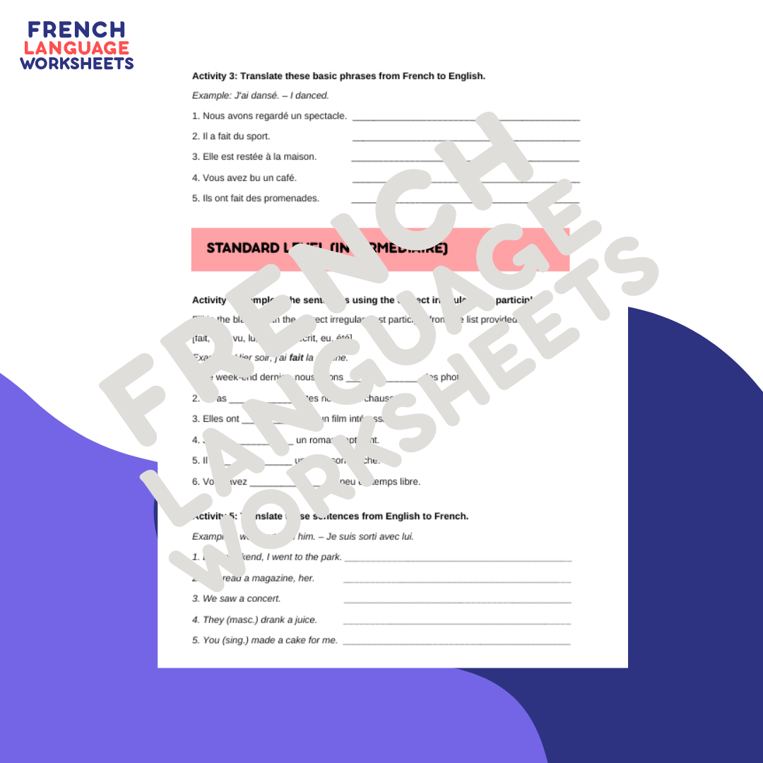 Le Weekend Dernier - GCSE French Worksheet (AQA Theme 2)