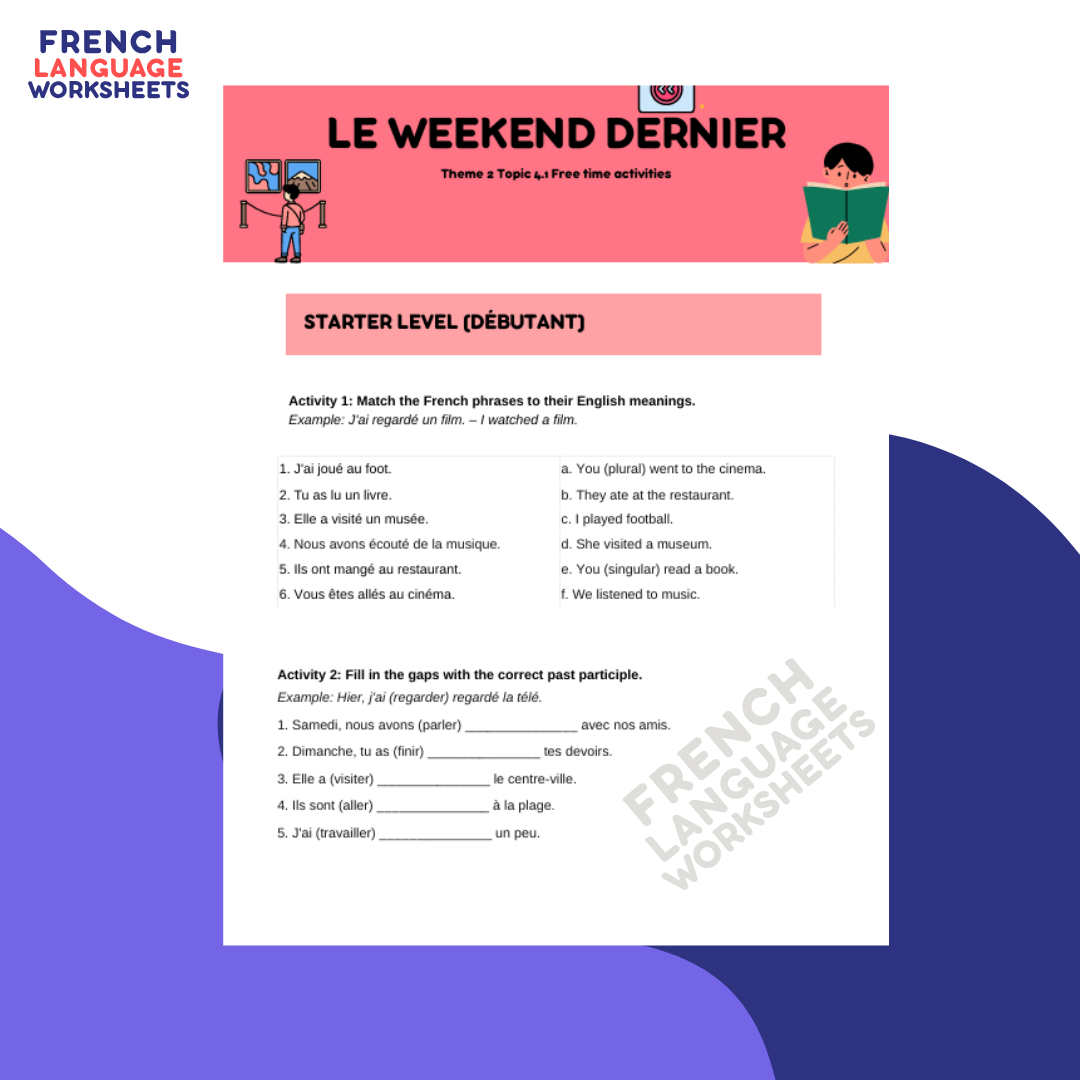 Le Weekend Dernier - GCSE French Worksheet (AQA Theme 2)
