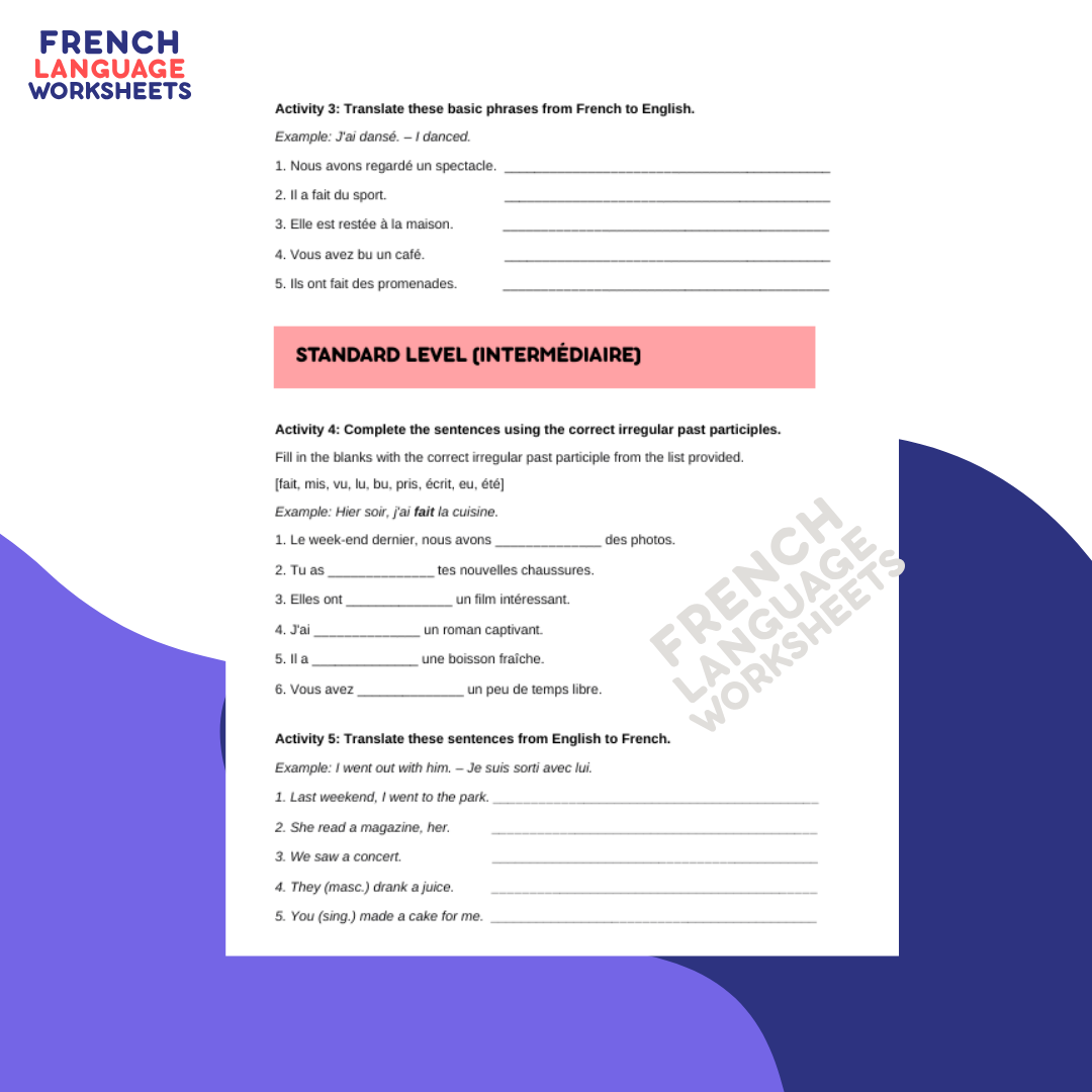 Le Weekend Dernier - GCSE French Worksheet (AQA Theme 2)