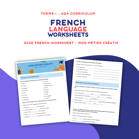 Mon Métier Créatif - GCSE French Worksheets (AQA Theme 1)