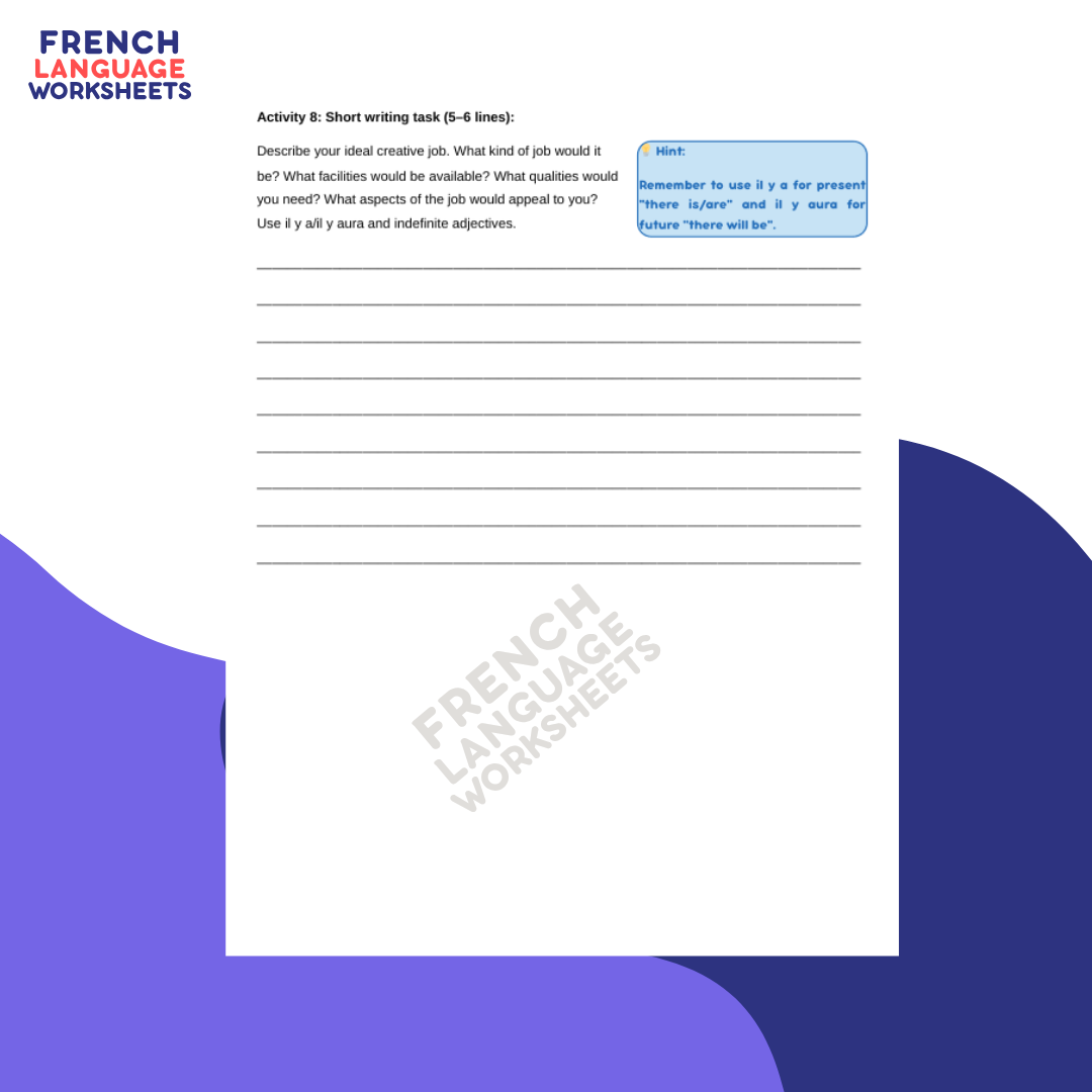 Mon Métier Créatif - GCSE French Worksheets (AQA Theme 1)