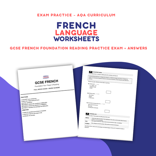 French GCSE Foundation Reading Exam Practice + Answers