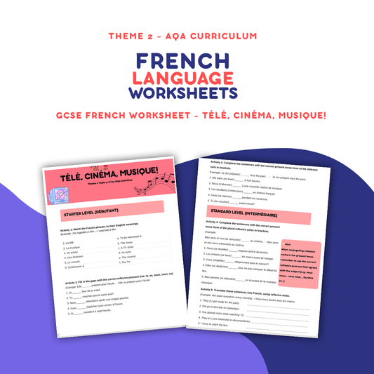 Télé, cinéma, musique! - GCSE French Worksheet (AQA Theme 2)