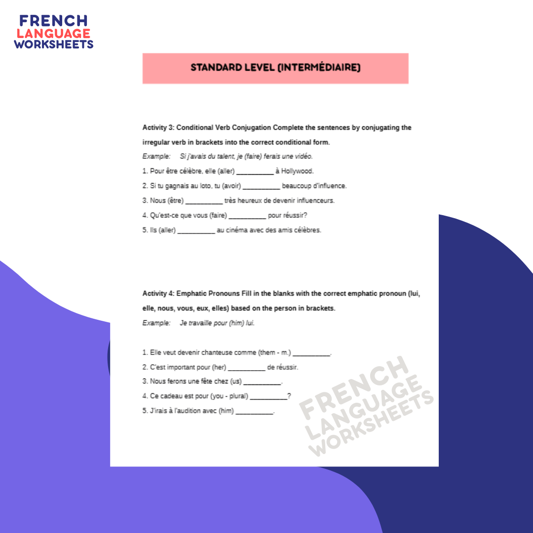 Tu ferais quoi pour être célèbre? - GCSE French Worksheet (AQA Theme 2)