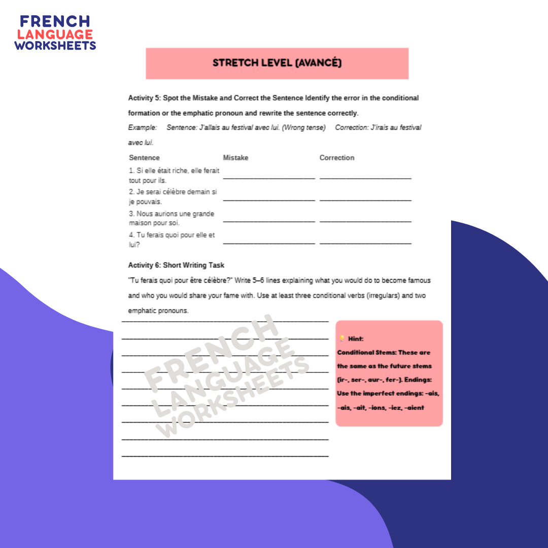 Tu ferais quoi pour être célèbre? - GCSE French Worksheet (AQA Theme 2)